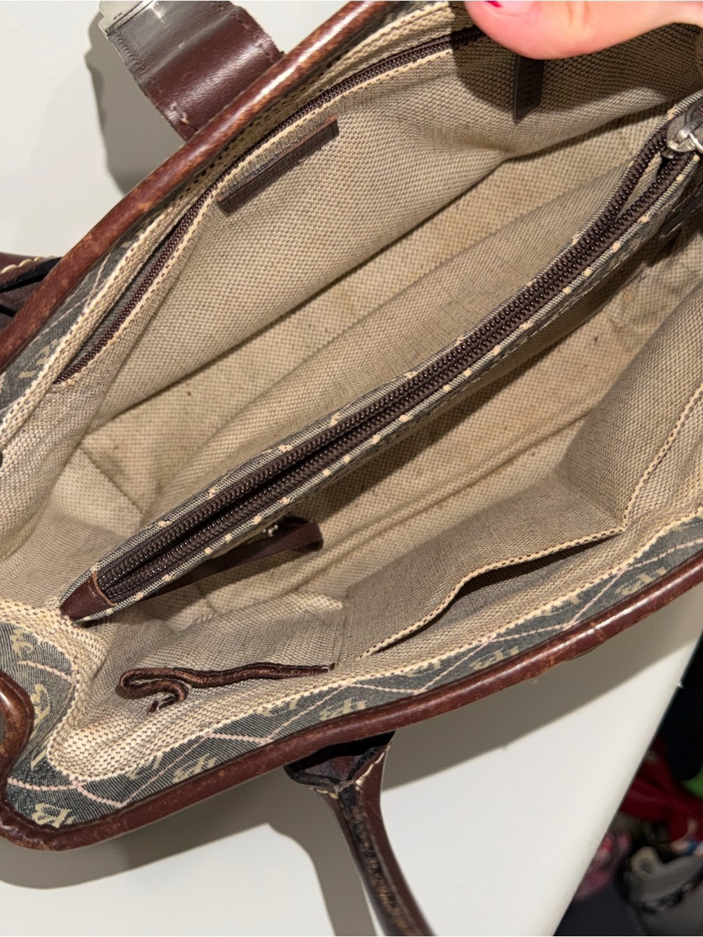 Dooney & Bourke Brown Monogram Satchel with Dark Brown Trim - Picture 4 of 4